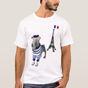 Hond in baret voor de Eiffeltoren T-shirt