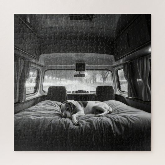 Hond in Bed van Camper Legpuzzel (Verticaal)
