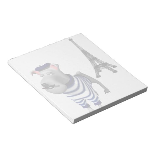 Hond in Beret voor Eiffeltoren Notitieblok (Schuin)