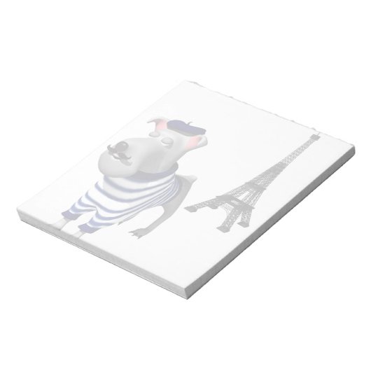 Hond in Beret voor Eiffeltoren Notitieblok (Linkerzijde)