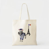 Hond in Beret voor Eiffeltoren Tote Bag (Voorkant)