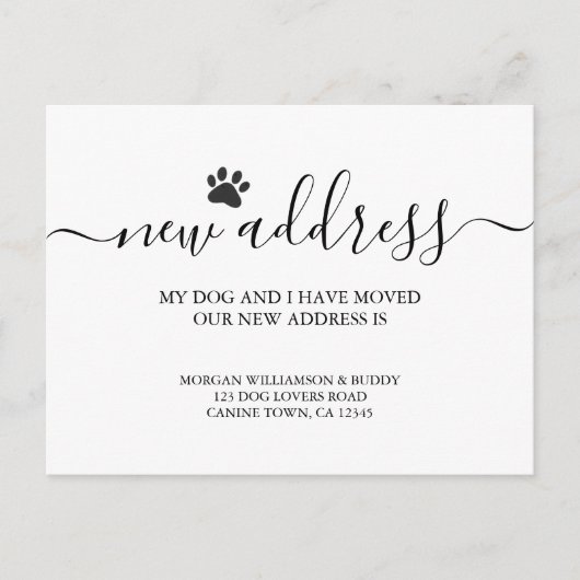 Hond in beweging aankondigingskaart (Voorkant)