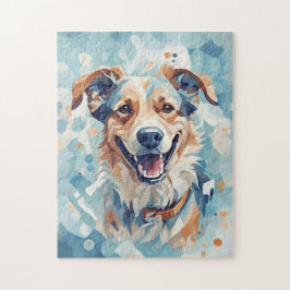 Hond in blauw mozaïek legpuzzel