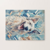 Hond in blauw mozaïek legpuzzel (Horizontaal)