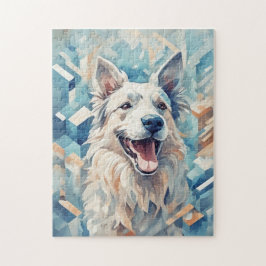 Hond in blauw mozaïek legpuzzel