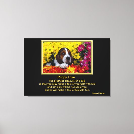 Hond in bloemen canvas afdruk (Voorkant)