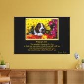 Hond in bloemen canvas afdruk (Insitu (Woonkamer))