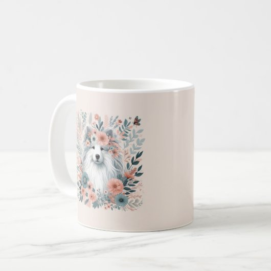 Hond in bloemen koffiemok (Voorkant links)