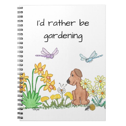 Hond in bloementuin notitieboek (Voorkant)