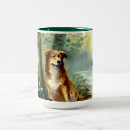 Hond in Bossen Tweekleurige Koffiemok