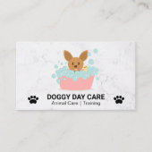 Hond in bubbelbad | Dierenverzorging Visitekaartje (Voorkant)