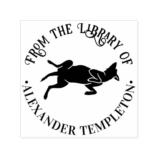 Hond in buik wrijven positie bibliotheek boek naam  zelfinktende stempel (Design)