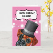 Hond in de bovenste hoed van de Britse GIRL humor Kaart (Gele Bloem)