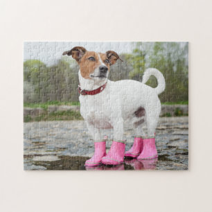 Hond in de regen legpuzzel