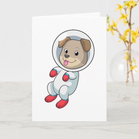 Hond in de ruimte in pak kaart (Gele Bloem)
