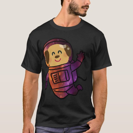 hond in de ruimte knippen t-shirt (Voorkant)