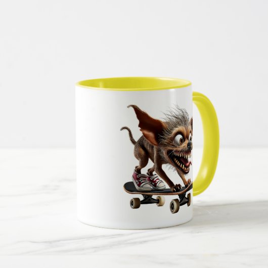 Hond in de skatmodus. mok (Voorkant rechts)