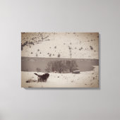 Hond in de Sneeuw Canvas Print (Voorkant)