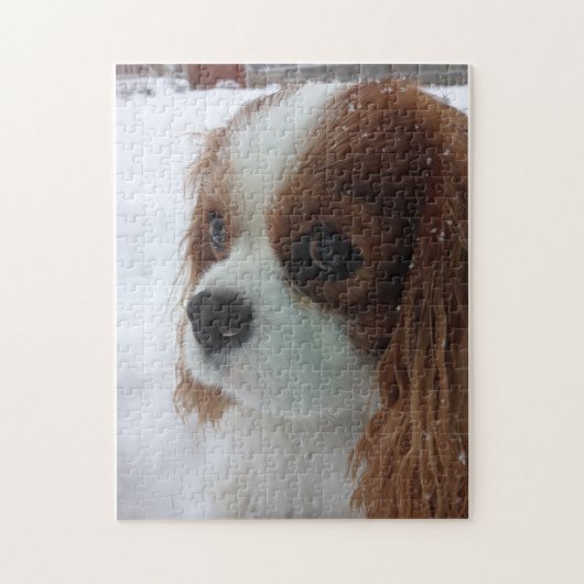 Hond in de sneeuw legpuzzel (Verticaal)