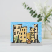 Hond in de stad briefkaart (Staand voorkant)