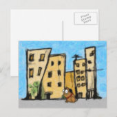 Hond in de stad briefkaart (Voorkant / Achterkant)