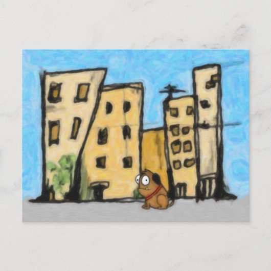Hond in de stad briefkaart (Voorkant)