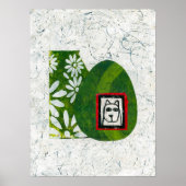 Hond in de tuin Poster muurkunst (Voorkant)