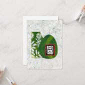 Hond in de tuin Wenskaart Kaart (Voorkant / Achterkant in situ)