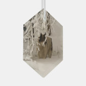 Hond in de winter glas ornament (Voorkant Rechts)