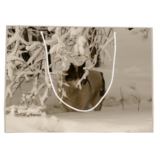 Hond in de winter groot cadeauzakje (Achterkant)