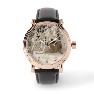 Hond in de winter horloge