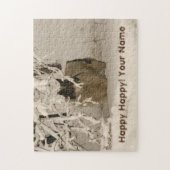 Hond in de winter legpuzzel (Verticaal)