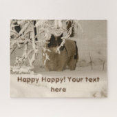 Hond in de winter legpuzzel (Horizontaal)