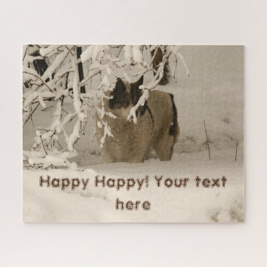 Hond in de winter legpuzzel (Horizontaal)