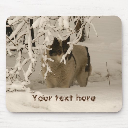 Hond in de winter muismat (Voorkant)