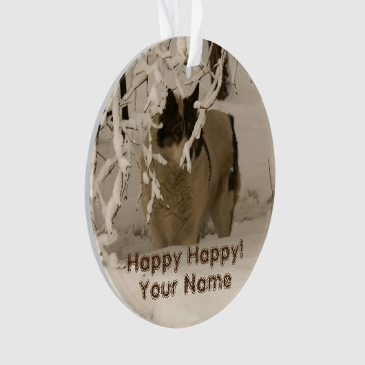 Hond in de winter ornament (voorkant)