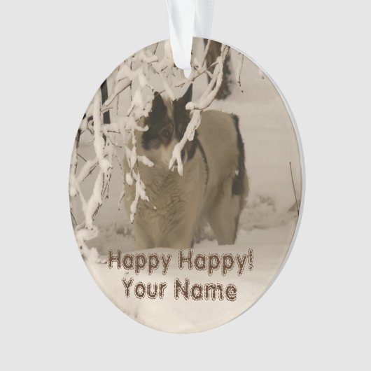 Hond in de winter ornament (voorkant)