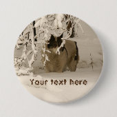Hond in de winter ronde button 7,6 cm (Voorkant)