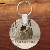 Hond in de winter sleutelhanger (Voorkant)