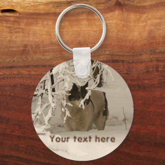 Hond in de winter sleutelhanger (Voorkant)