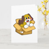 Hond in Doos Kaart (Gele Bloem)