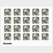 Hond in dopheideland vierkante sticker (Vel)