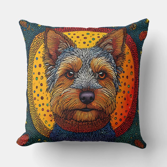 Hond in Dot Art stijl Kussen (Voorkant)