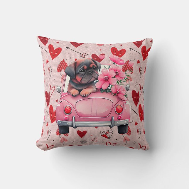 Hond in een auto met hart kussen (Voorkant)