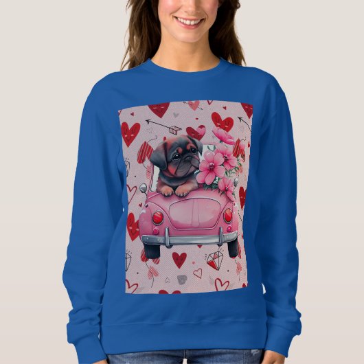Hond in een auto met hart trui (Voorkant)