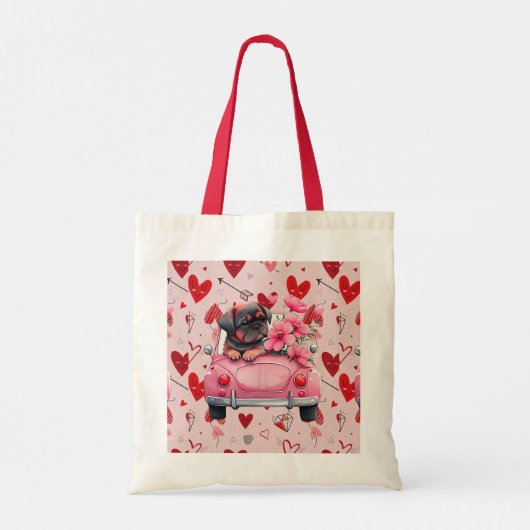 Hond in een auto met hartjes tote bag (Achterkant)