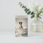 Hond in een bad Huisdieren Grooming Services Grijs Visitekaartje (Staand voorkant)