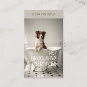 Hond in een bad Huisdieren Grooming Services Grijs Visitekaartje (Voorkant)