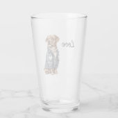 Hond in een blauw jeans glas (Achterkant)