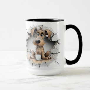 hond in een gebarsten muur mok